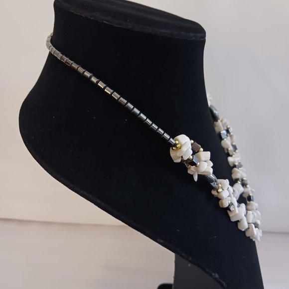 Beaded Necklace and Betsy Johnson Gold Tone Hoop Earrings Set - Picture 3 of 9